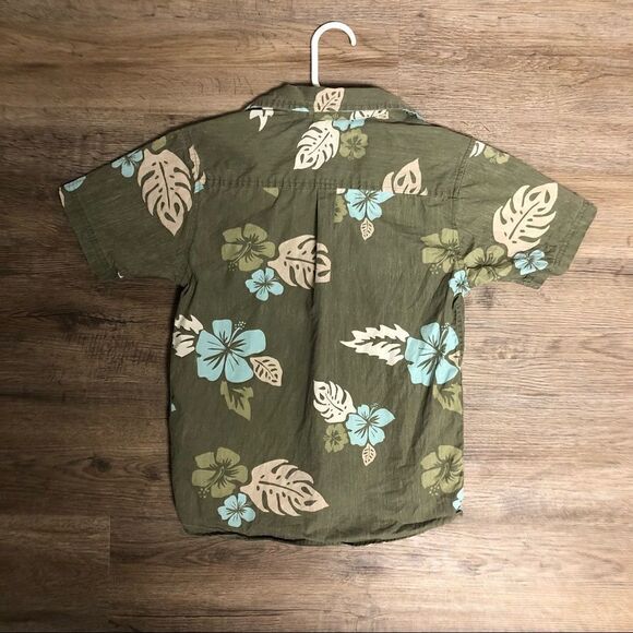 Gymboree Boys Green Hawaiian Print Short Sleeved Shirt, Size 8 - Picture 3 of 5